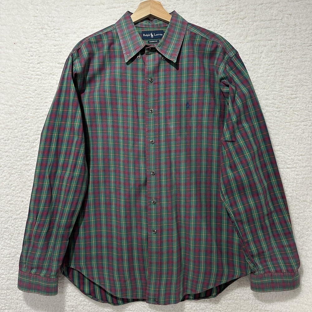 Ralph Lauren Classic Fit Multicolor Plaid Long Sleeve Shirt Size XL